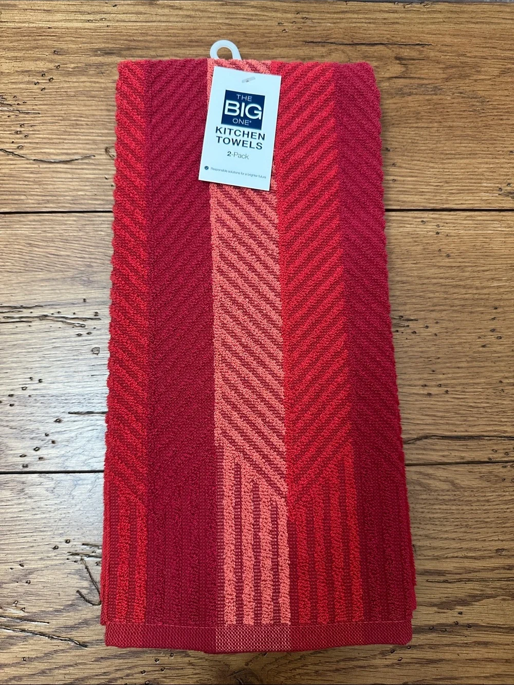 The Big One Red and Coral Striped Kitchen Towels - 2 Pack
